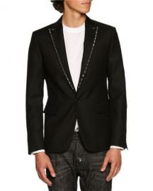 Dsquared2 Studded-Lapel Single-Button Blazer  Black   Neiman Marcus at Neiman Marcus